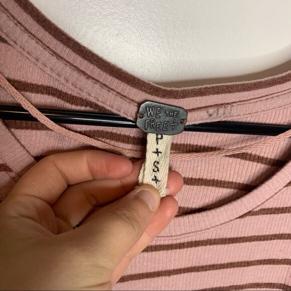 Free People Peplum Hem Stripe Ribbed Top Small - Picture 4 of 9